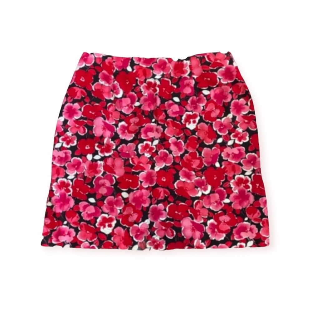 Vintage 90s / 1990s BRIGGS Red & Pink Floral Skirt size women’s 16 extra large